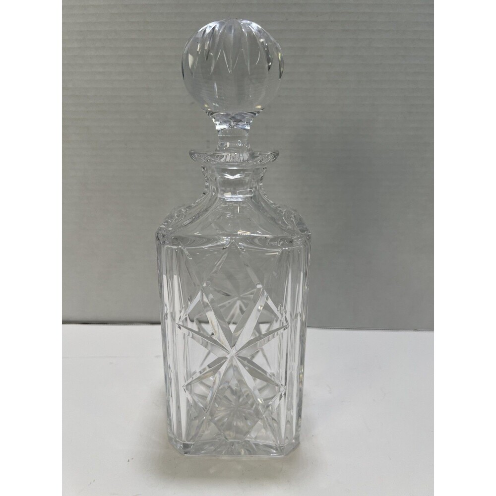 Bohemian Full Lead Cut Crystal Liquor Decanter Faceted Round Ball Stopper